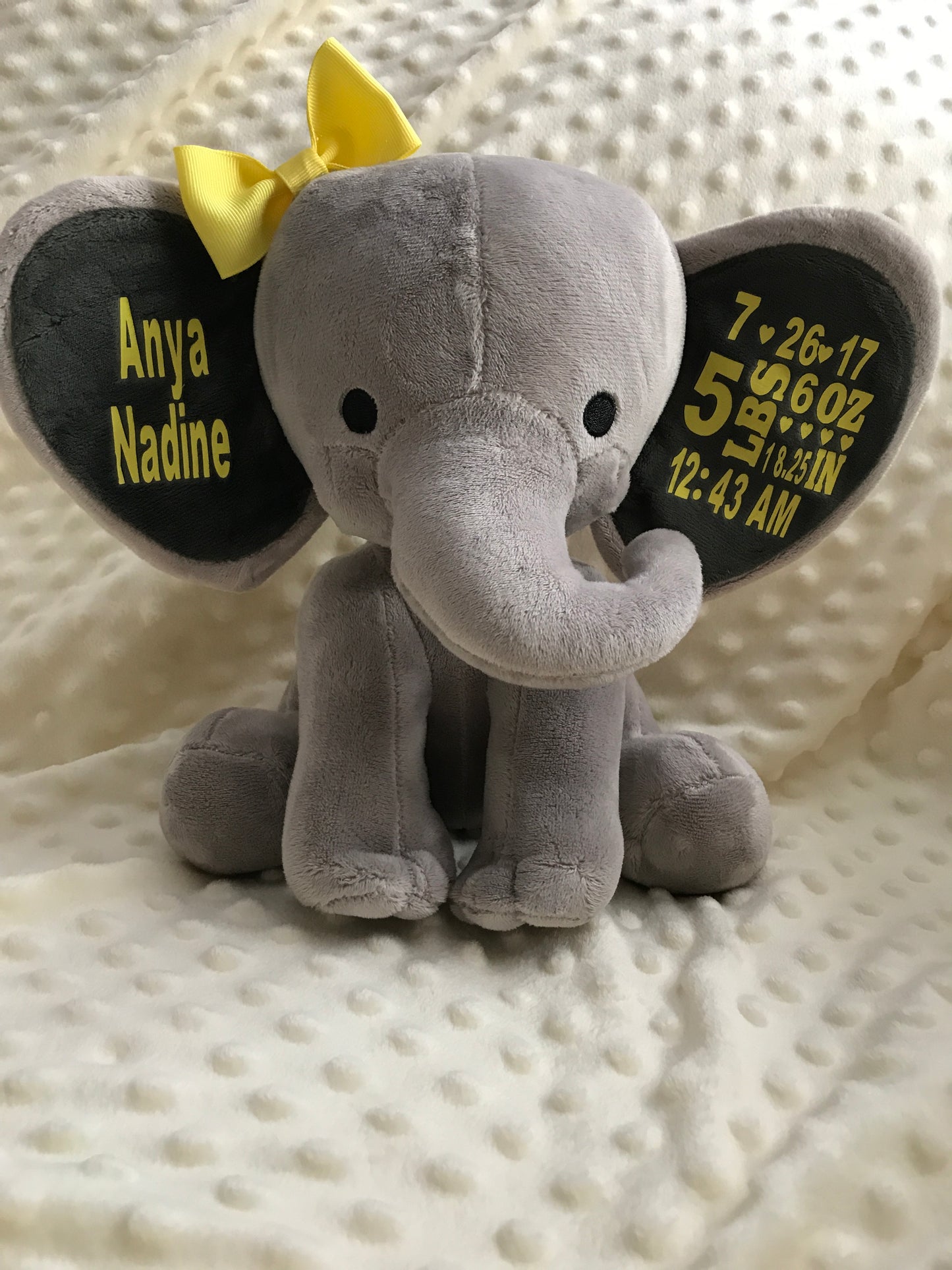 Personalized birth stats elephant
