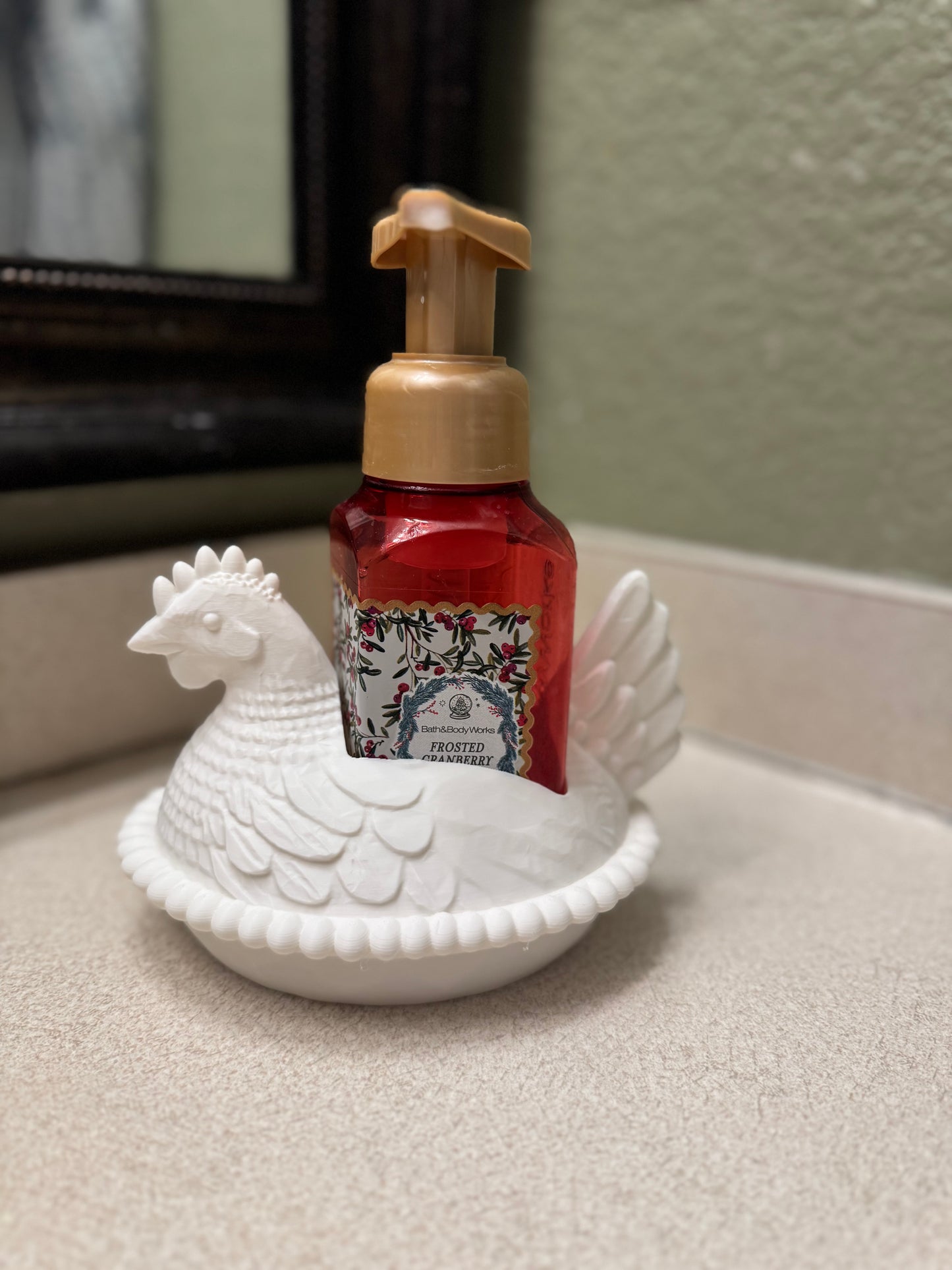 Chicken in a nest hand soap holder