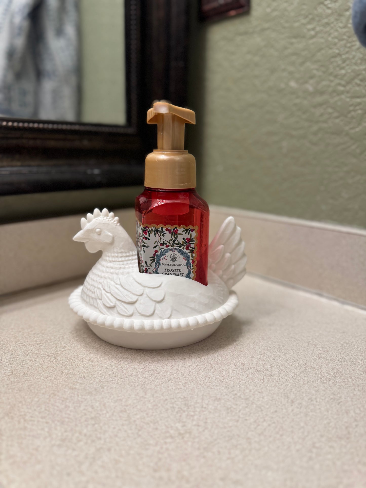 Chicken in a nest hand soap holder