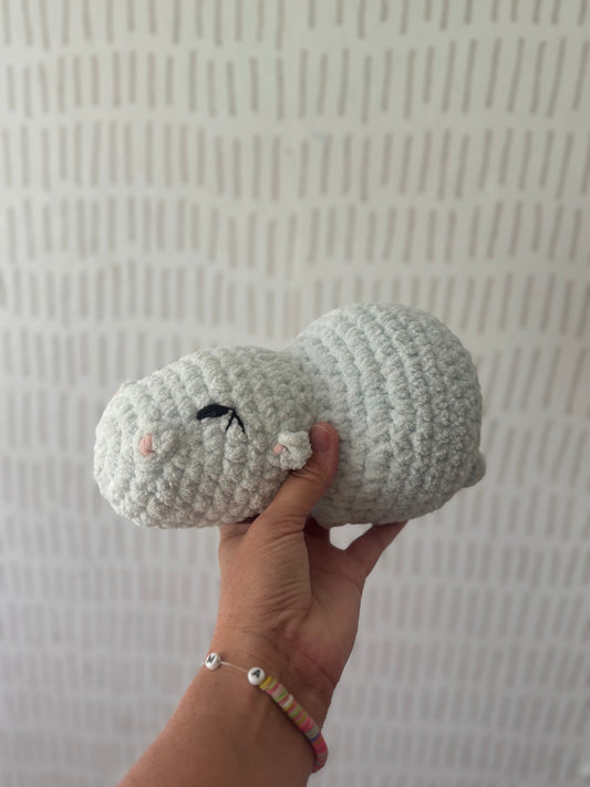 Plush crocheted hippo